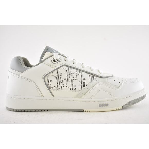 Dior Mens B27 White Grey Leather Low Top Lace Up Flat Trainer Sneakers 44 11 - Picture 2 of 13
